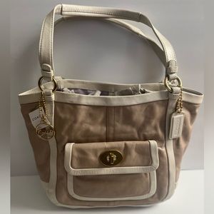 Lather tan and cream Coach bag